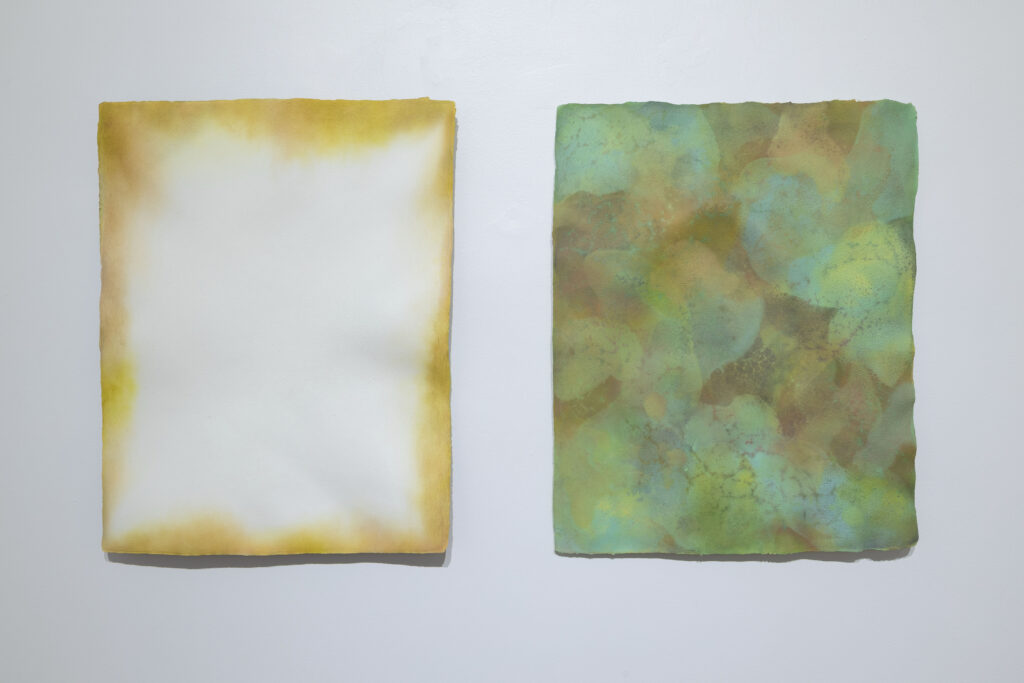 Série Écume (Molinari)
Mousse d’acrylique sur papier de toile de coton recyclée fait à la main
56 x 46 cm chacun, 2023